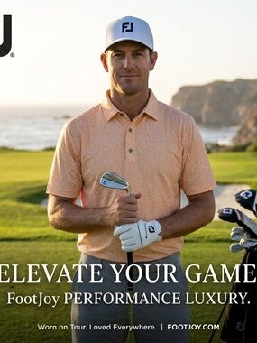 FootJoy Shirt Mens XL Peach Orange Floral Print Golf Performance Polo Short Slv